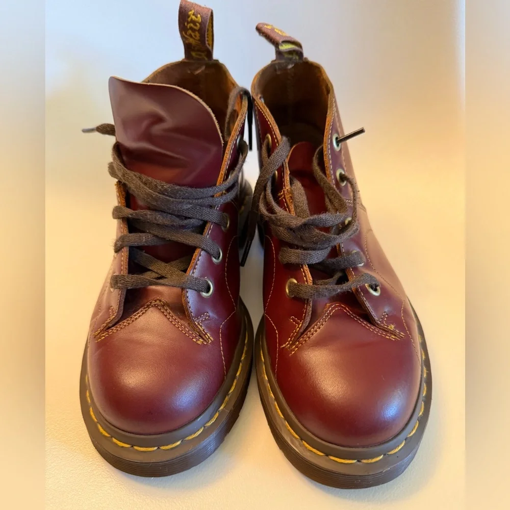 Dr. Martens Burgundy Oxblood Church Vintage Vtg Leather Boots Size 5 UK 3 - Picture 2 of 11